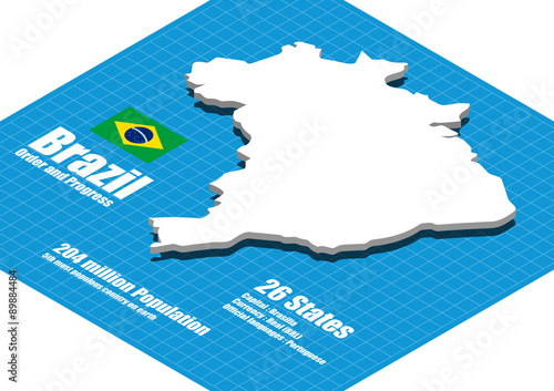 Brazil map vector three dimensional