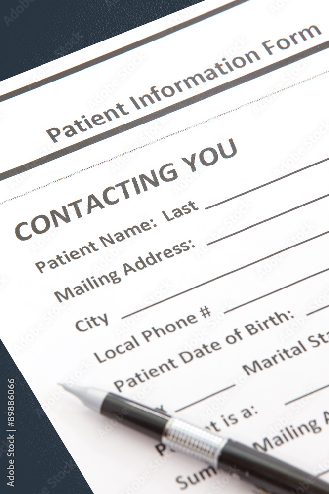 Obraz premium Close - up Detail of Patient information form