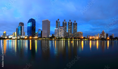 panorama reflection of the city in the lake © rukawajung