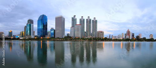 panorama reflection of the city in the lake © rukawajung
