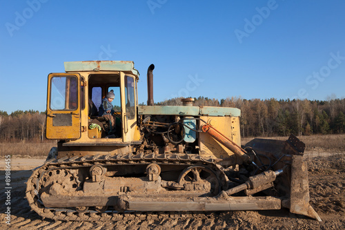 Little boy in bulldozer