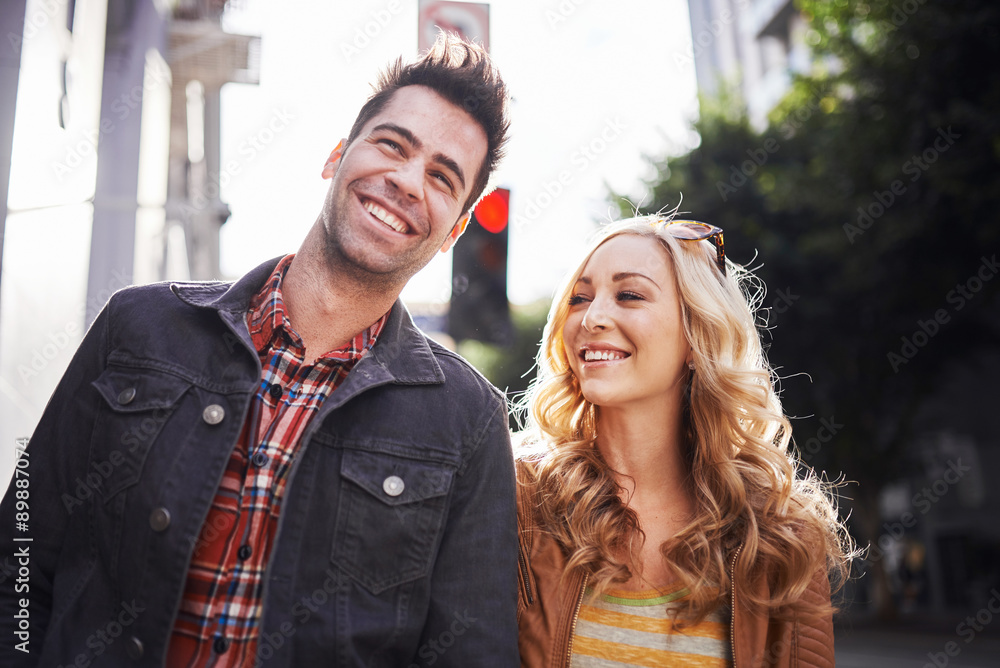 Fototapeta premium happy couple spending time together walking