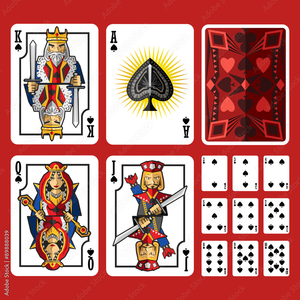 Spade Suit Playing Cards Full Set, include king queen jack and ace of spade