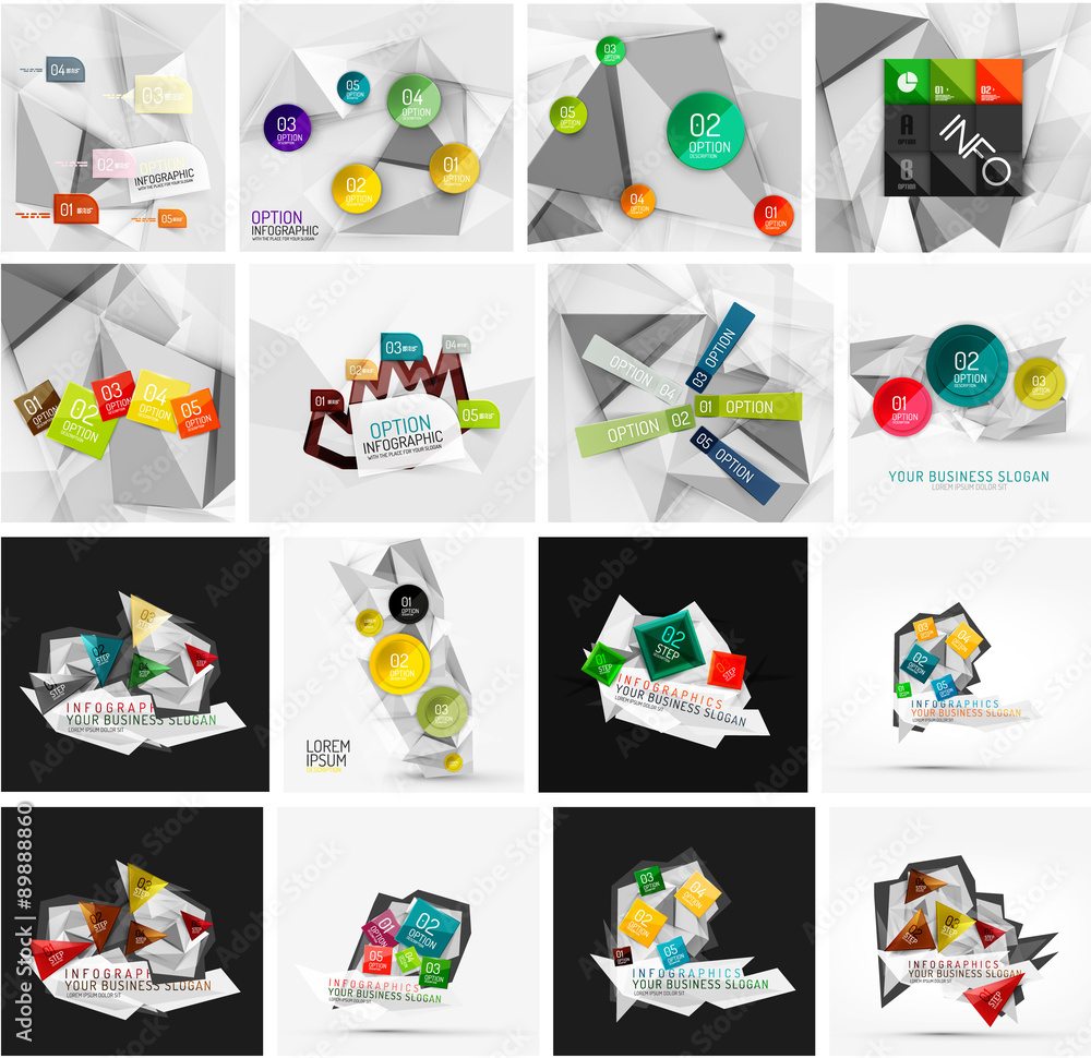 Fototapeta premium Set of abstract geometric infographic banner templates