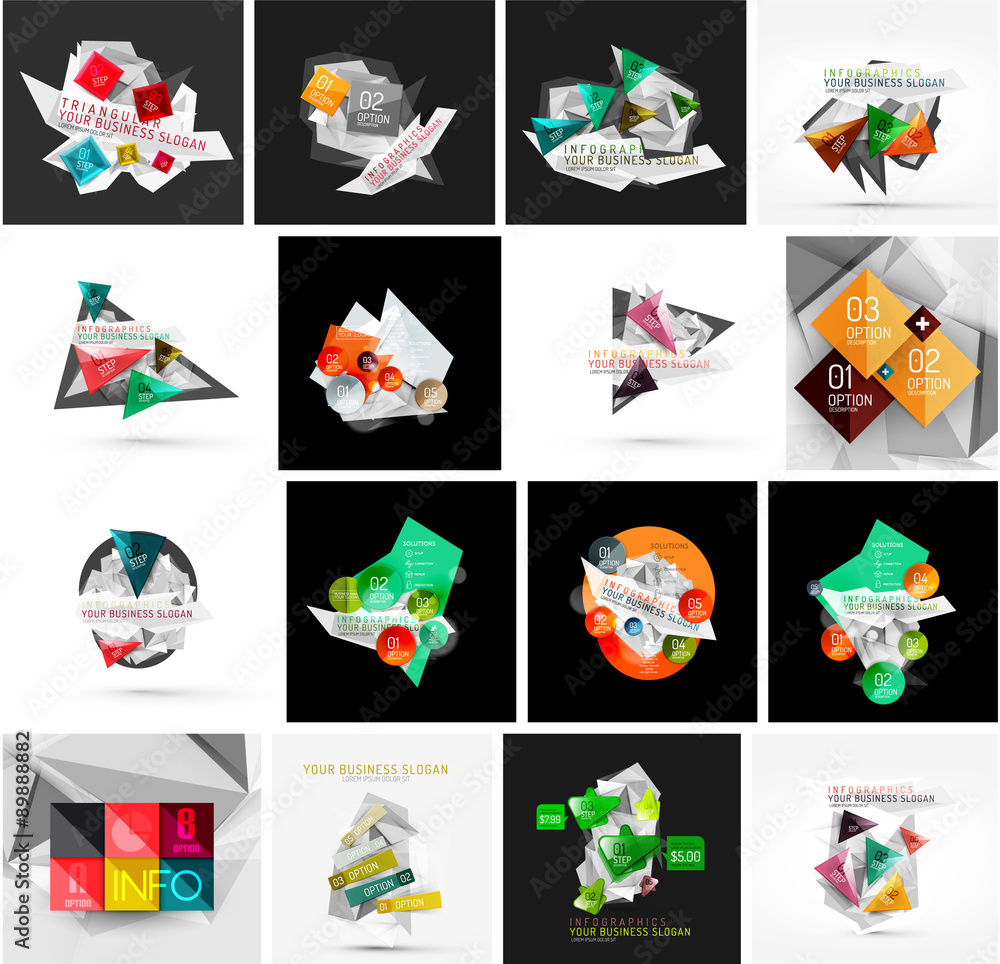 Fototapeta premium Set of abstract geometric infographic banner templates