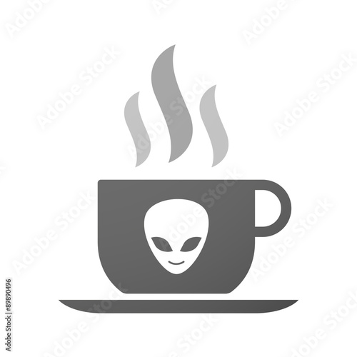 Cup of coffee icon  with an alien face