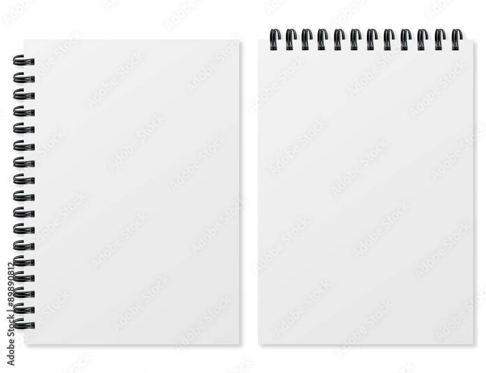 Blank realistic spiral notepad on white background Blank realistic spiral notepad on white background