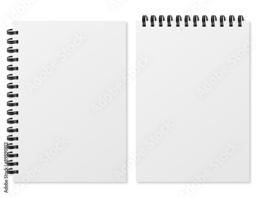 Blank realistic spiral notepad on white background