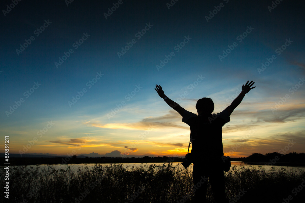 strong confidence man open arms under the sunrise strong confidence man open arms under the sunrise