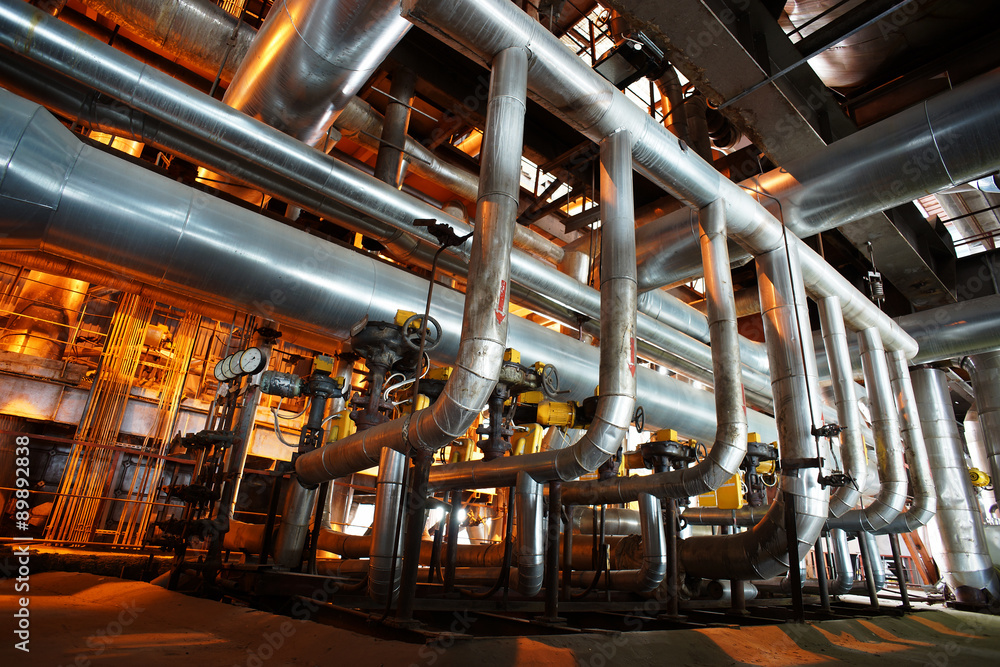 Industrial zone, Steel pipelines, valves and pumps Industrial zone, Steel pipelines, valves and pumps