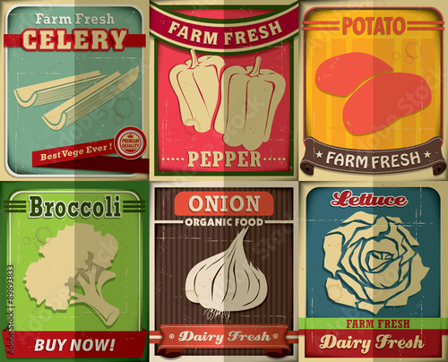 Vintage Farm fresh set poster design