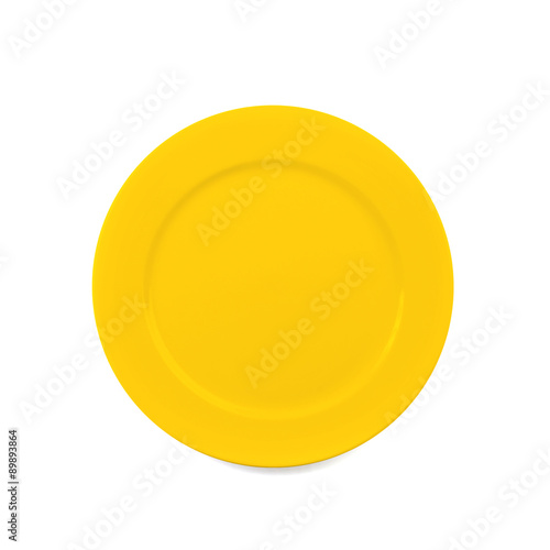 yellow Ceramic Plate on white background