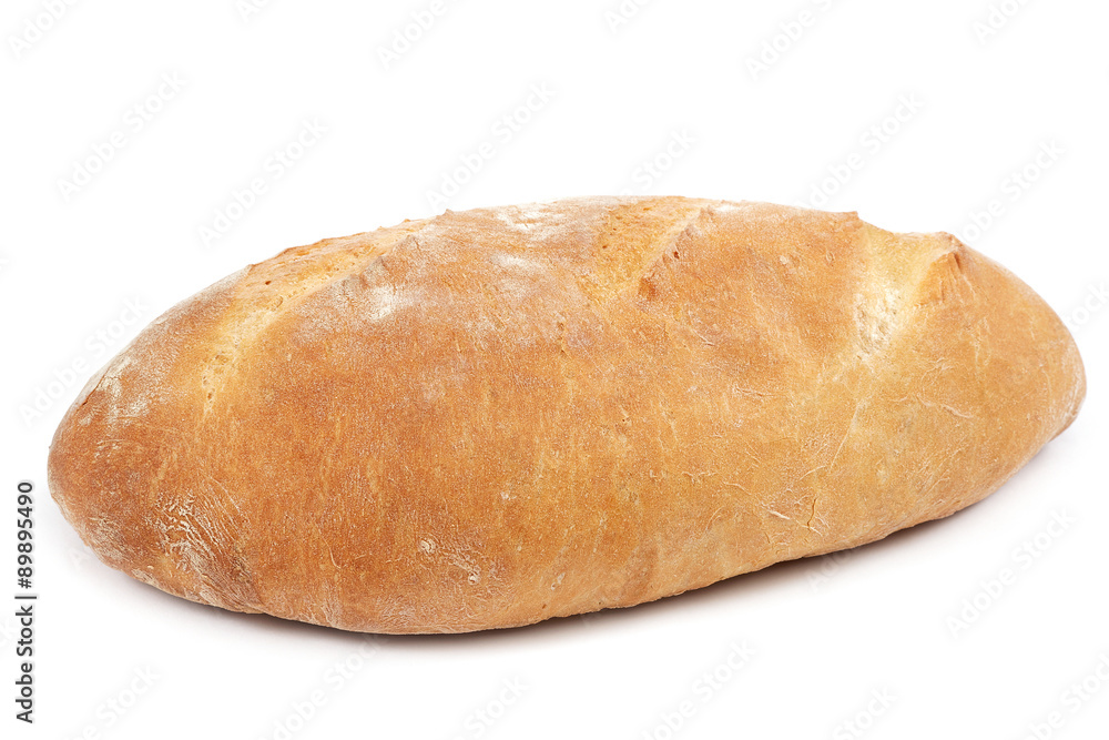 Loaf of bread on white background.