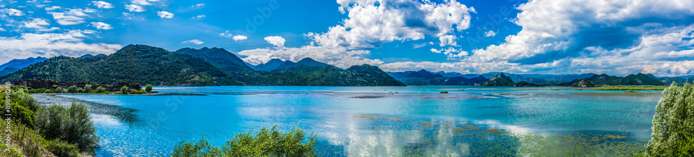 Panorama view on Skadarske lake in Montenegro - obrazy, fototapety, plakaty 