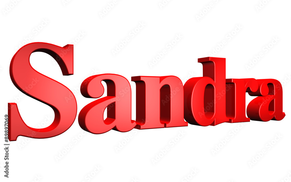 3D Sandra text on white background