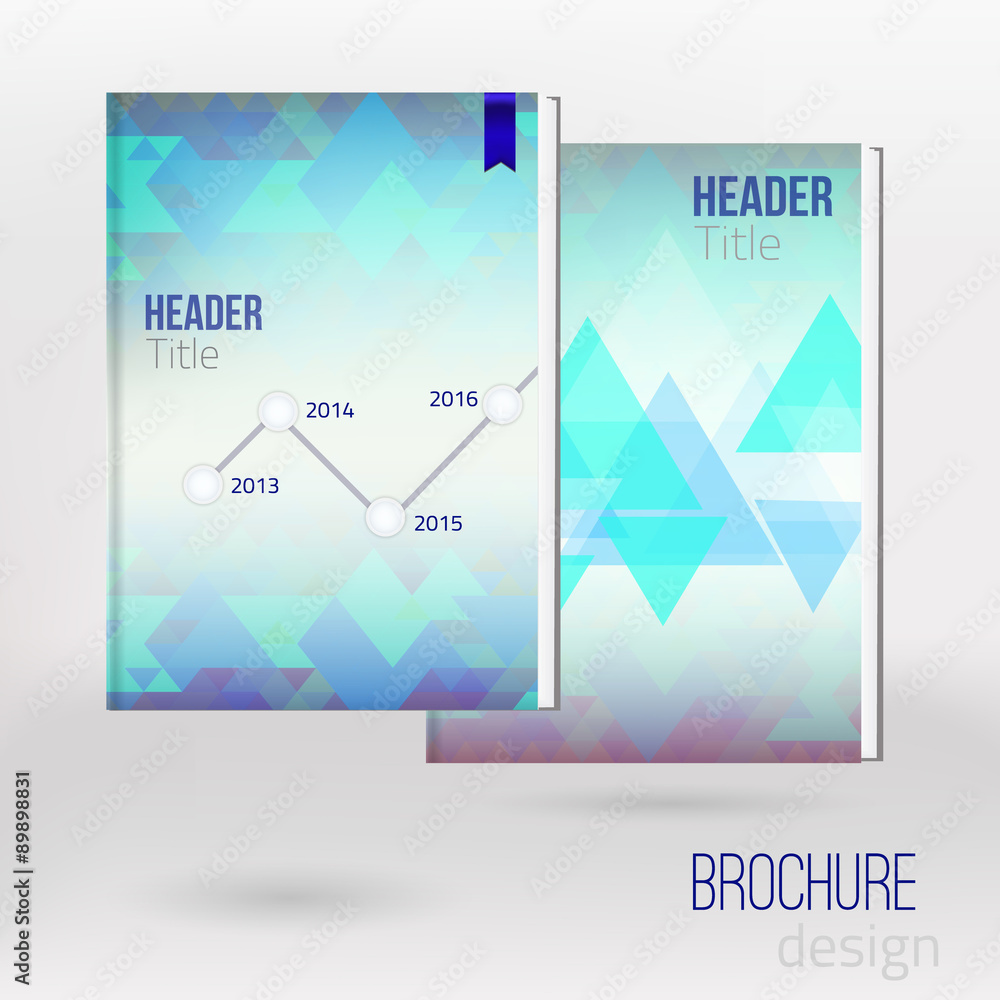Fototapeta premium Vector Abstract Triangle Brochure Flyer design with time line. Vector template