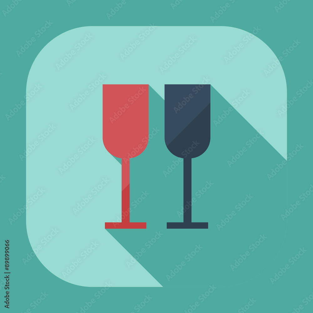Flat modern design with shadow icons wineglass