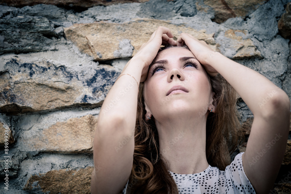 portrait of a beautiful young sad girl outdoors portrait of a beautiful young sad girl outdoors