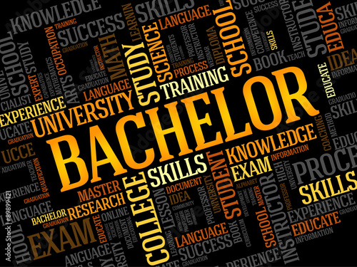 Bachelor word cloud, education concept