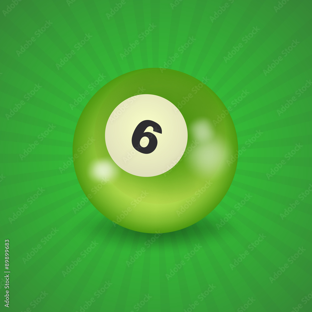 set of billiard balls, billiards, American ball number 6 set of billiard balls, billiards, American ball number 6