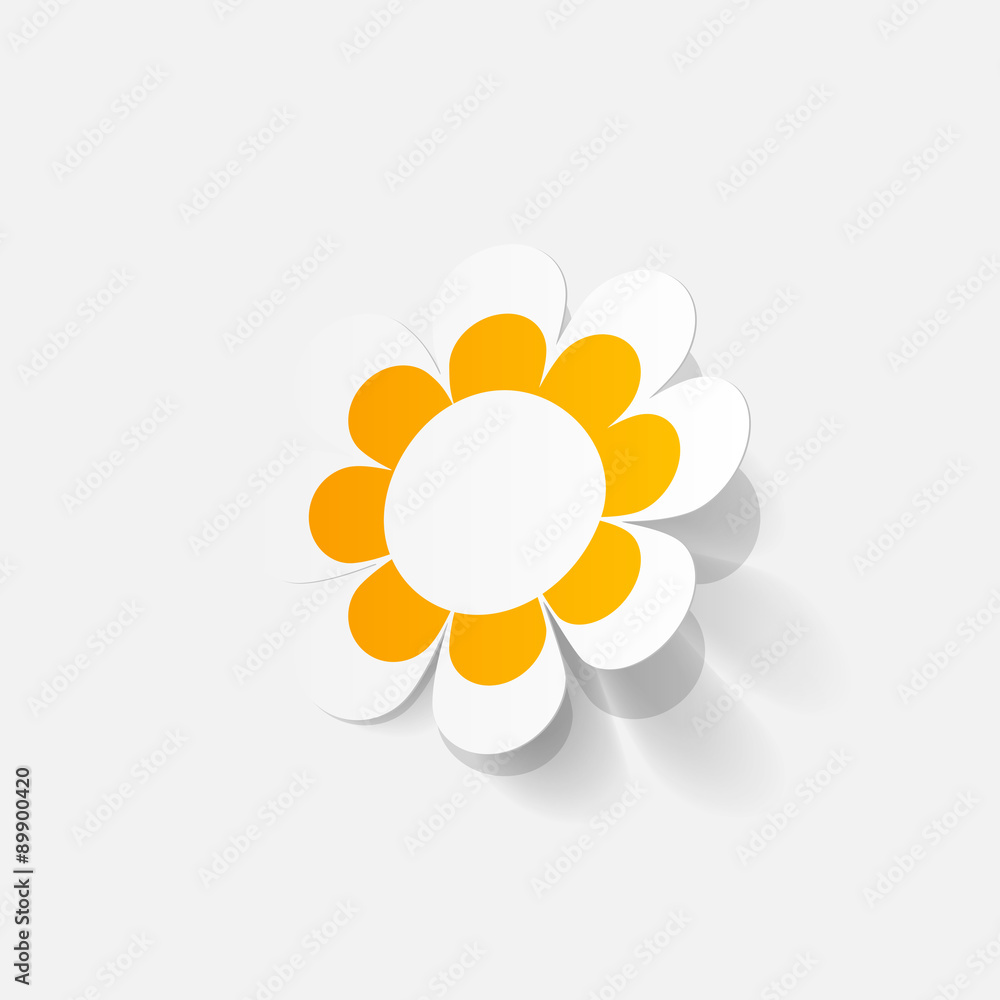 Realistic paper sticker: flowers. camomile Realistic paper sticker: flowers. camomile