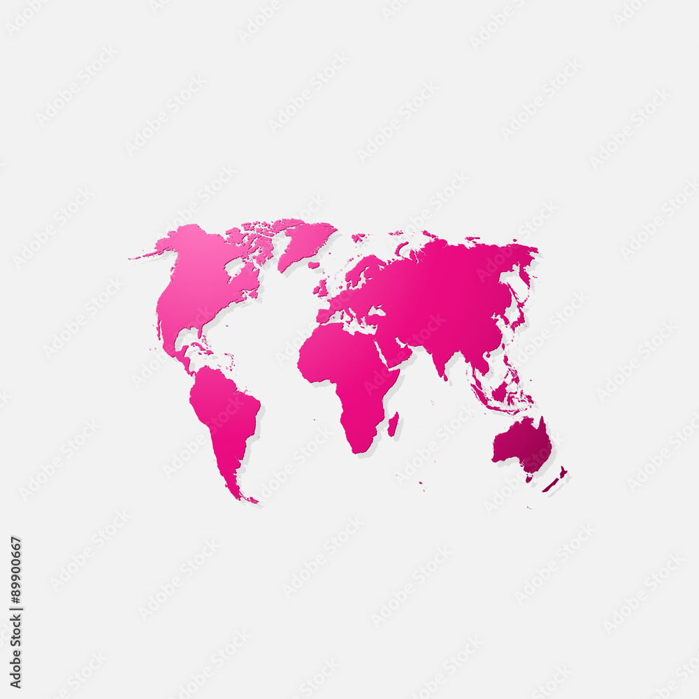 Realistic paper sticker: map of the world Realistic paper sticker: map of the world