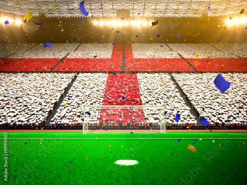 Flag England of fans! Evening stadium arena soccer field championship win! Confetti and tinsel   © Anna Stakhiv