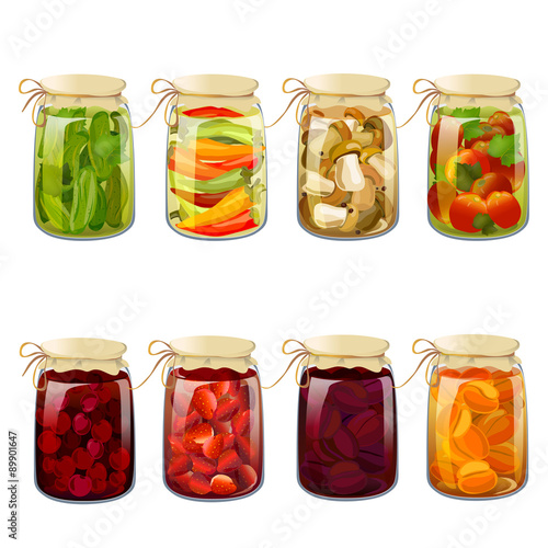 set with tinned foods