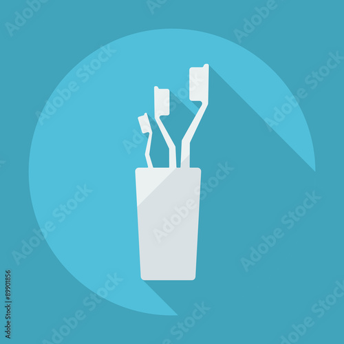 Flat modern design with shadow toothbrushes