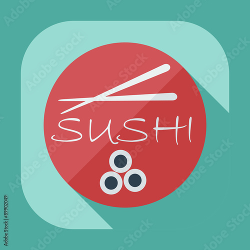 Flat modern design with shadow icons Japanese sushi