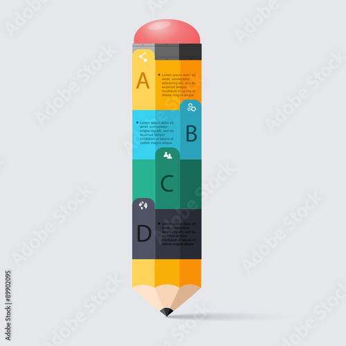 Business education pencil staircase Infographics option. Vector