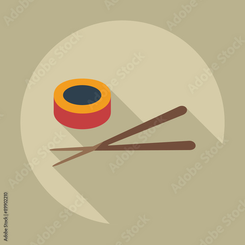 Flat modern design with shadow icons Japanese sushi