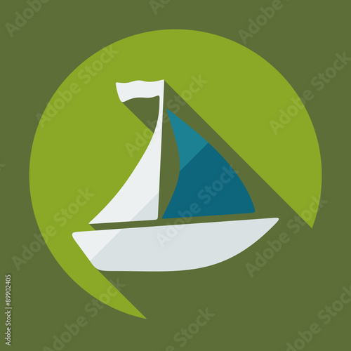 Flat modern design with shadow icon sailing ship