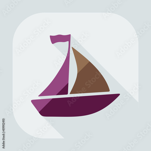 Flat modern design with shadow icon sailing ship