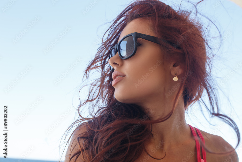 Close up portrait of sexy brunette