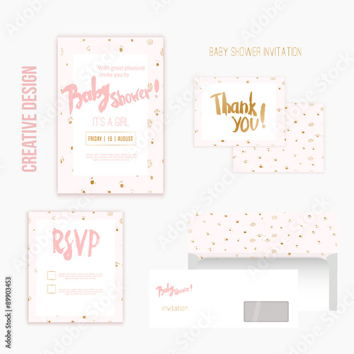baby shower invitation template vector illustration with polka