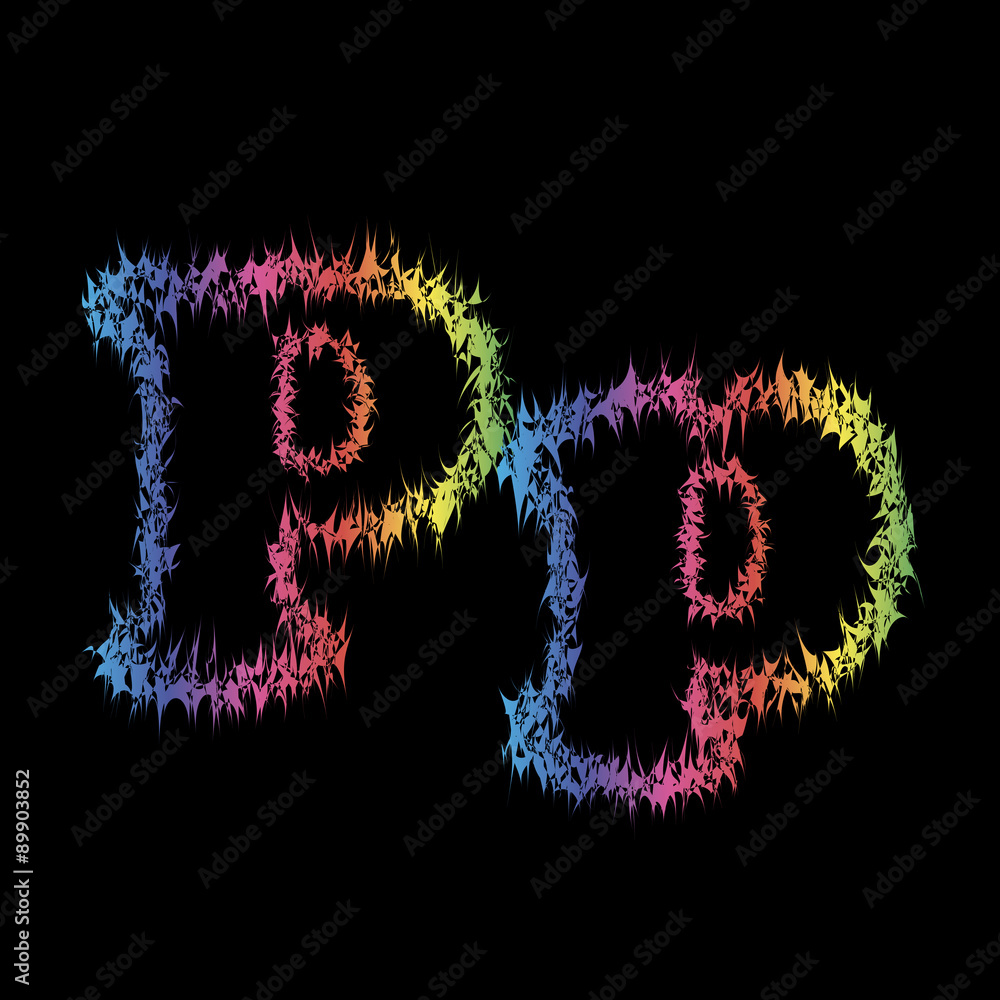 The letter p in grunge style on a black background The letter p in grunge style on a black background