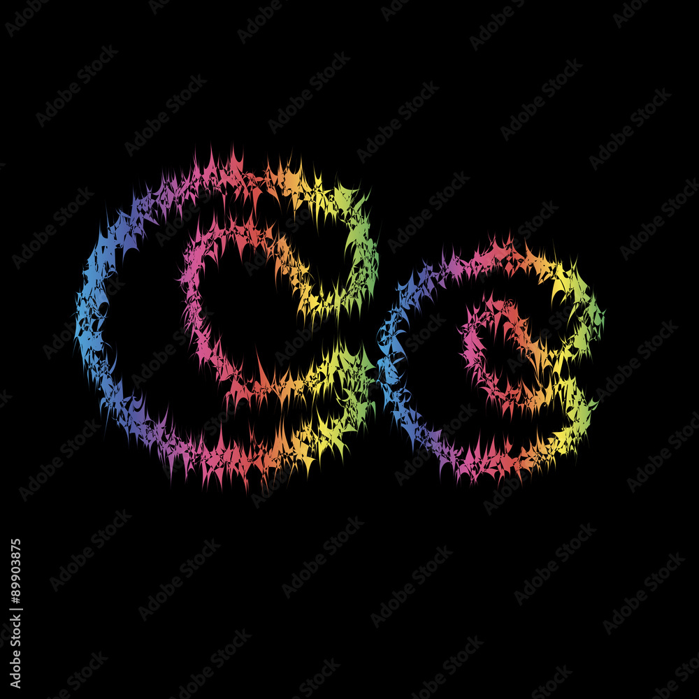 The letter c in grunge style on a black background The letter c in grunge style on a black background