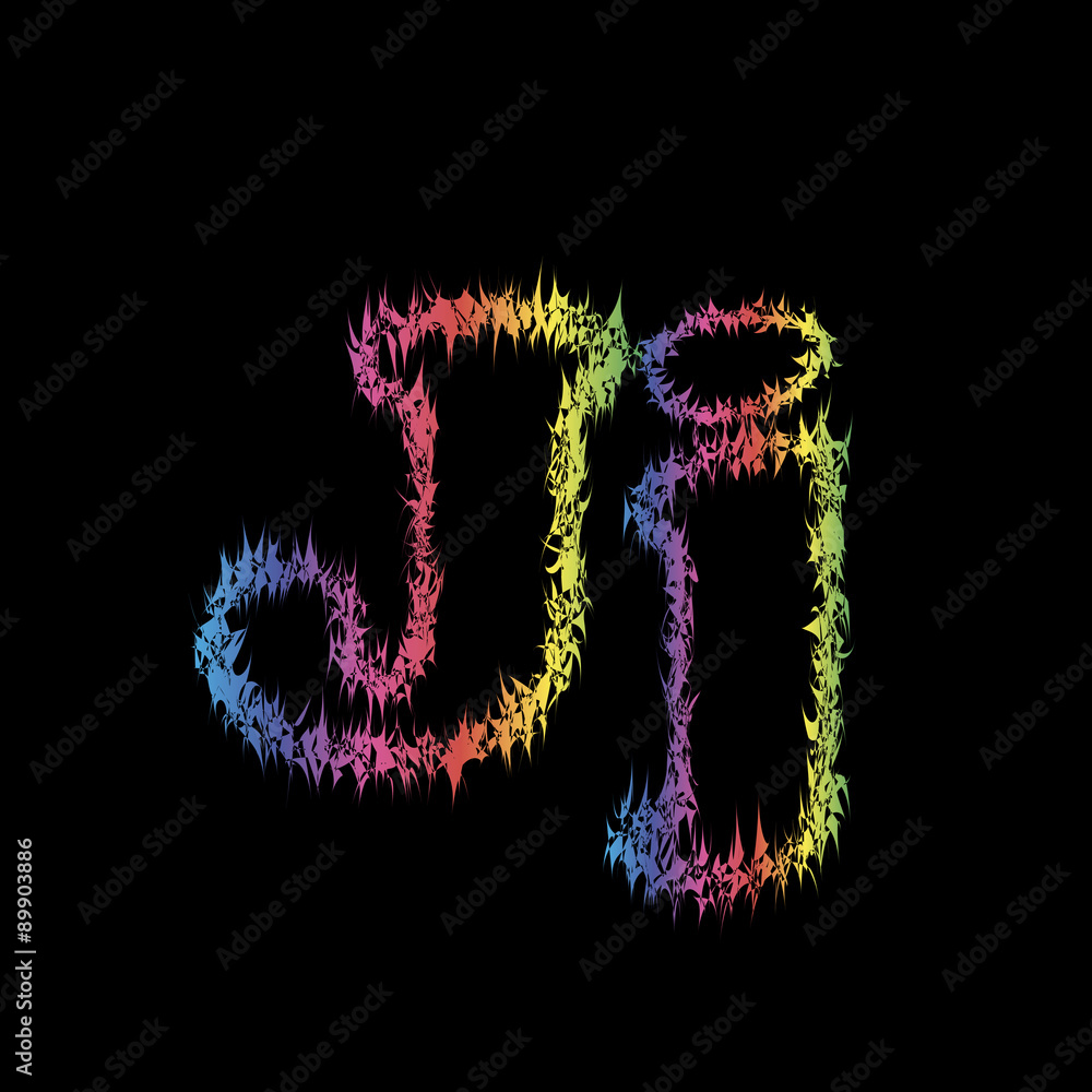 The letter j in grunge style on a black background