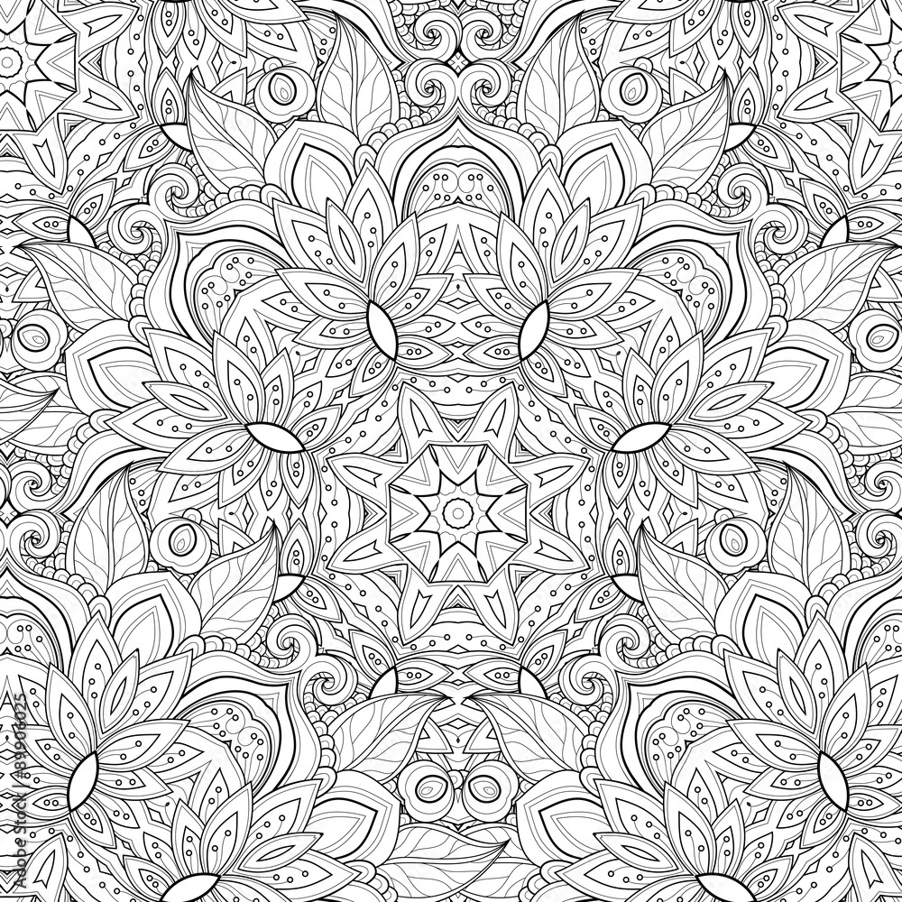 Vector Seamless Monochrome Ornate Pattern Vector Seamless Monochrome Ornate Pattern