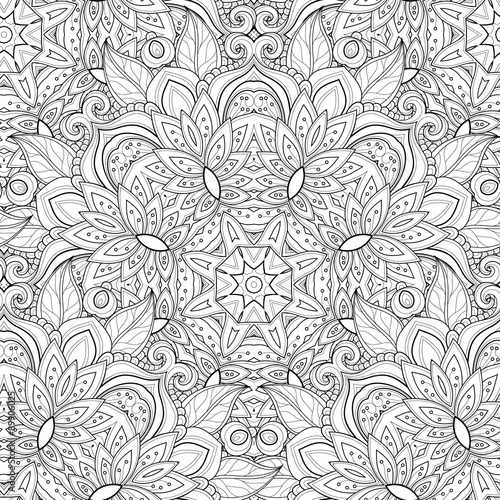 Vector Seamless Monochrome Ornate Pattern