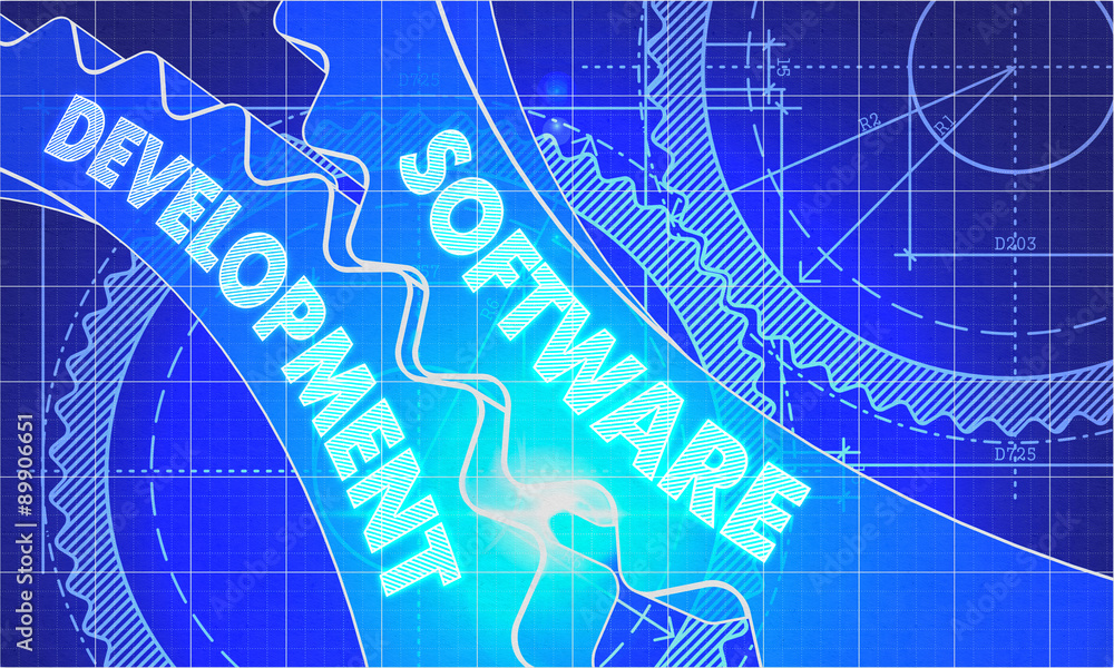 Software Development Concept. Blueprint of Gears. Software Development Concept. Blueprint of Gears.