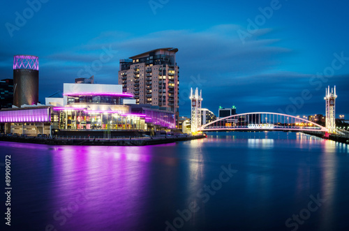 The Lowry at night, Salford Quays, Manchester, United Kingdom. photo