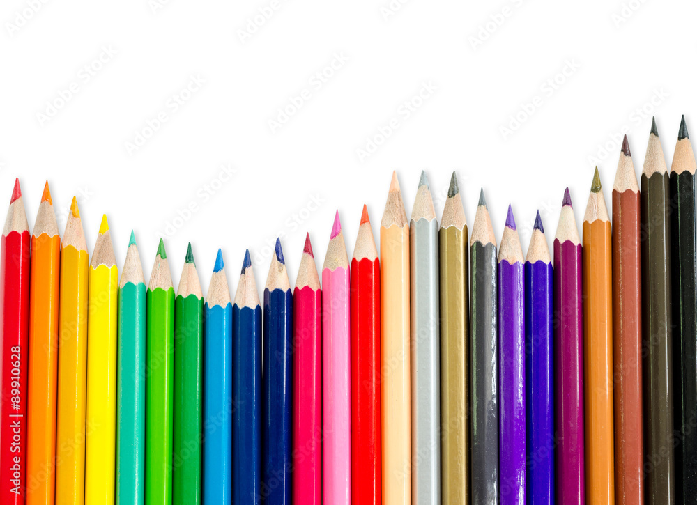 line of colored pencils line of colored pencils