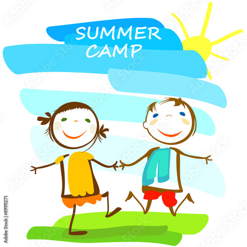 summer camp poster with hap...