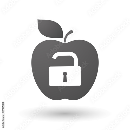 Apple icon with an open lock pad