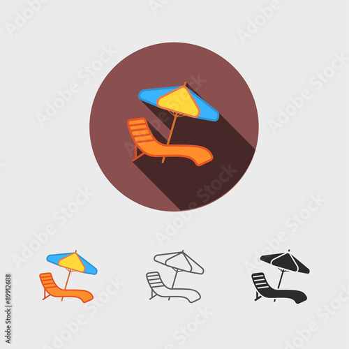 Chair and beach umbrella