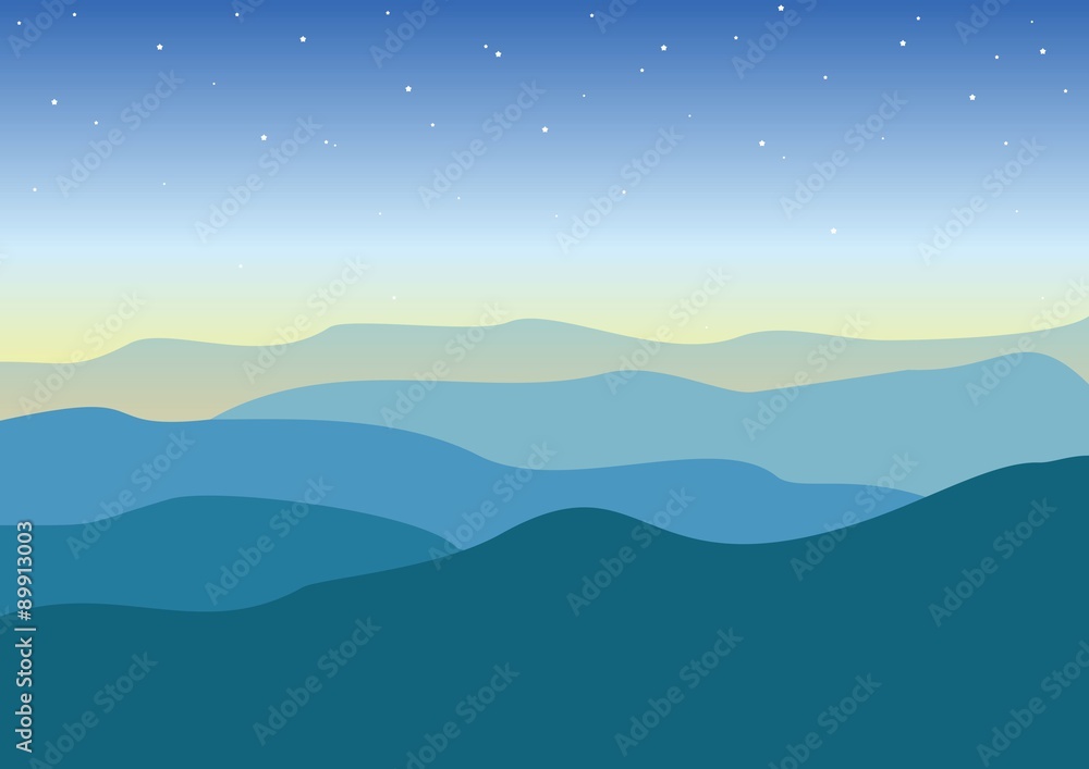 Desert night with stars. Vector illustration