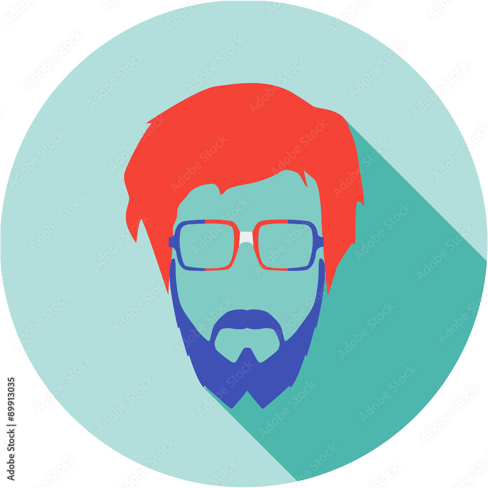 Super hero mask glasses, beard, hair. Flat style avatar icon Super hero mask glasses, beard, hair. Flat style avatar icon