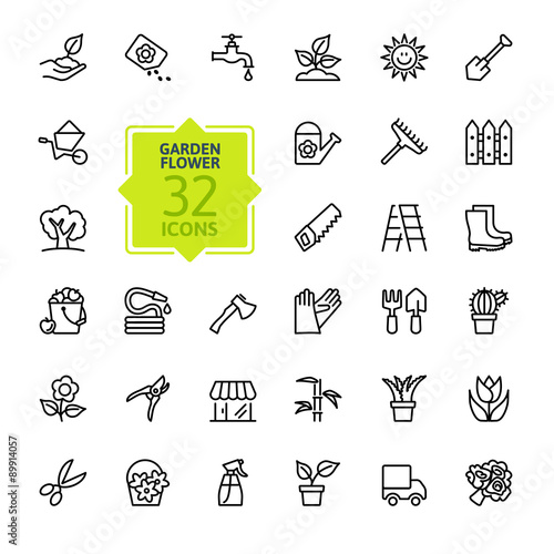 Outline icon collection - Flower and Gardening